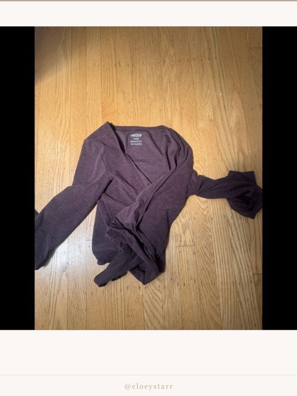 Imbodhi Deep Plum Wrap Front Crop Top Size M | Long Sleeve | Purple |